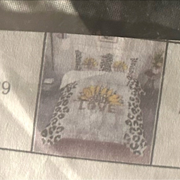 3pcs Sunflower🌻Fitted Sheet Black Grey Leopard Print Bedding 🛏️ Set Queen Sz - Picture 2 of 8